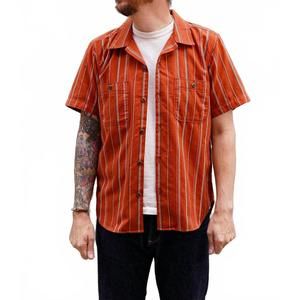 NEW FREENOTE CLOTH dayton short sleeve shirt in orange stripe